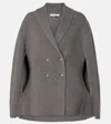 Max Mara Agenzia Double-breasted Virgin Wool Cape In Gray