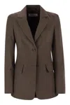 Max Mara Agguati Denim Effect Blazer In Brown