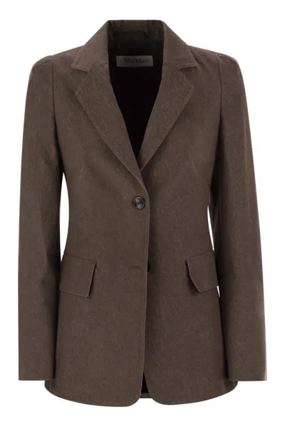 Max Mara Maxmara Women Agguati - Denim-effect Cotton Blazer In Brown