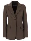 Max Mara Agguati Denim Effect Blazer In Brown