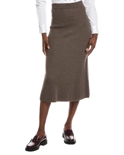Max Mara Agile Rib Wool Sweater Skirt In Brown