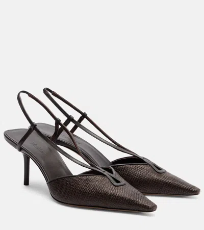Max Mara Agitano Raffia Slingback Pumps In Brown