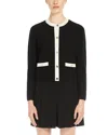 Max Mara Studio Buttoned Crewneck Jacket In Black White