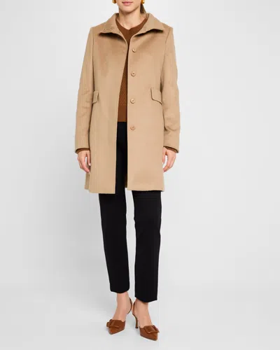 Max Mara Agnese Pick Stitch Virgin Wool Coat In Camel