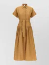 Max Mara Agoraio Belted Eyelet-embellished Cotton-poplin Midi Shirt Dress