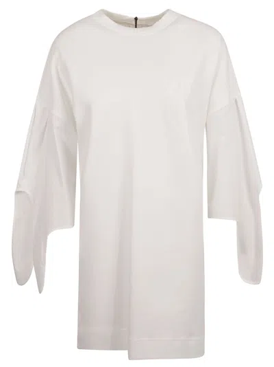 Max Mara Cotton Poplin Lace-up Mini Dress In White