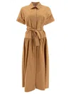 Max Mara Eulalia Gathered Cotton-blend Midi Shirt Dress In Tan