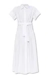 Max Mara Agoraio Belted Short-sleeved Midi Dress In White