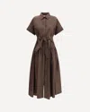 Max Mara Womens Agoraio Short-sleeves Cotton-poplin Maxi Dress Coffee In Brown