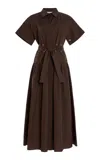 Max Mara Womens Agoraio Short-sleeves Cotton-poplin Maxi Dress Coffee In Brown