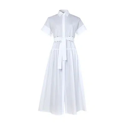 Max Mara Agoraio Cotton Poplin Shirt Dress In White