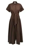 Max Mara Womens Agoraio Short-sleeves Cotton-poplin Maxi Dress Coffee