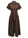 Max Mara Womens Agoraio Short-sleeves Cotton-poplin Maxi Dress Coffee