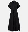 Max Mara Agoraio Pleated Cotton Shirt Dress In Black