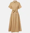 Max Mara Agoraio Belted Eyelet-embellished Cotton-poplin Midi Shirt Dress In Nude