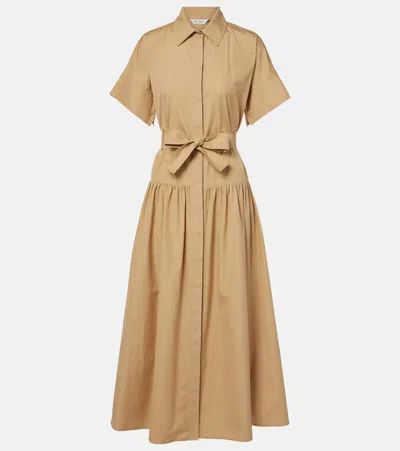MAX MARA AGORAIO PLEATED COTTON SHIRT DRESS