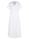 Max Mara Midi Dress With Belted Waist And Short Sleeves In White