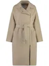 Max Mara Elegant Wool Jacket With Coordinated Belt In Neutrals