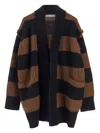 Max Mara Striped Pocket Cardigan In Brown