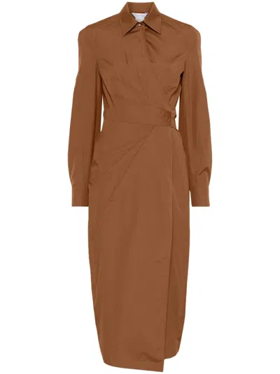 Max Mara Brown Wrap Dress In Braun