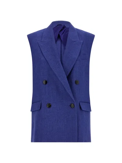 Max Mara Aia Double-breasted Peak-lapels Waistcoat In Blue