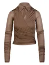 Max Mara Aiello Ruched Collared Shirt In Brown