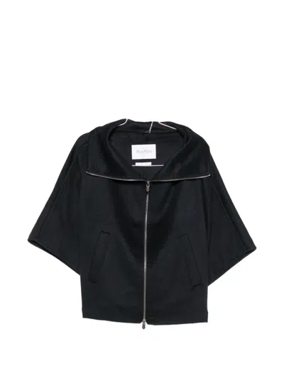 Max Mara Ala Cashmere Zip-up Jacket In Blue