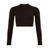 Max Mara Ribbed Brown Top With Cut-out Shoulder Details In Brown