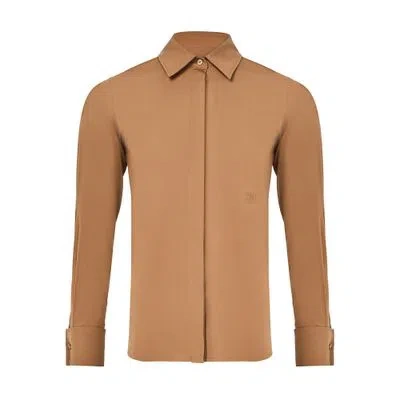 Max Mara Ala Long Sleeve Cotton Shirt In Brown