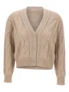 Max Mara Aladino Cable-knit Buttoned Cardigan In Neutral