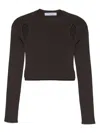 Max Mara Ribbed Brown Top With Cut-out Shoulder Details In Brown