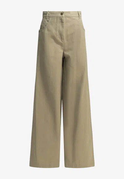Max Mara Alamaro Casual Wide-leg Pants In Beige