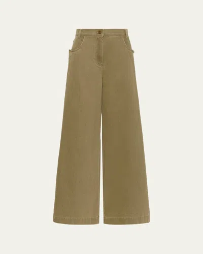 Max Mara Alamaro High-rise Wide-leg Jeans In Brown