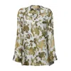 Max Mara Alan Pajama Shirt In Gold Printed Silk In Yellow