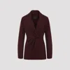 Max Mara Twisted Front Longline Jacket In Burgundy