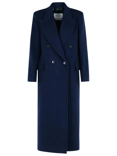 MAX MARA MAX MARA ALBANIA' BLUE VIRGIN WOOL BLEND COAT