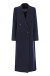 Max Mara Albania1234 Wool And Cashmere Long Coat In Blue