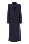 Max Mara Albania1234 Wool And Cashmere Long Coat In Blue