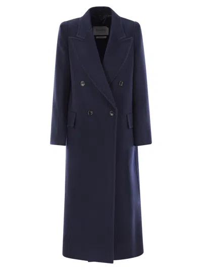 Max Mara Albania1234 Wool And Cashmere Long Coat In Blue