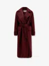Max Mara Long Coat In Alpaca And Wool Coats Bordeaux In Burgundy