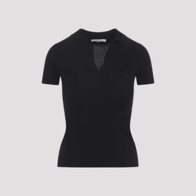 Max Mara Albero Knit Ribbed Polo Xs In Black