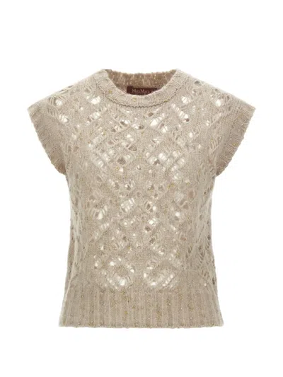 Max Mara Albero Perforated Knit Vest In Gray
