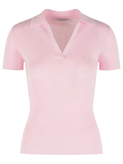 Max Mara Albero Pink Virgin Wool Polo Shirt