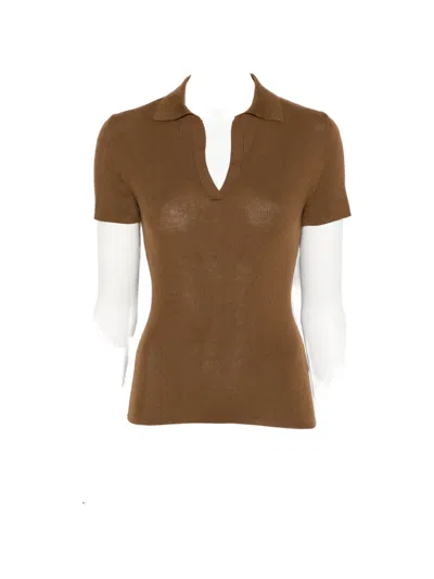 Max Mara Albero V-neck Top In Brown