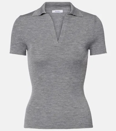 Max Mara Albero Virgin Wool Polo Shirt In Blue