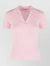 Max Mara Albero Virgin Wool Polo Shirt Short Sleeves In Pink