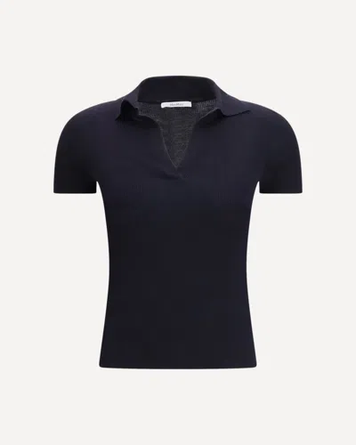Max Mara Albero Wool Polo Shirt In Blue