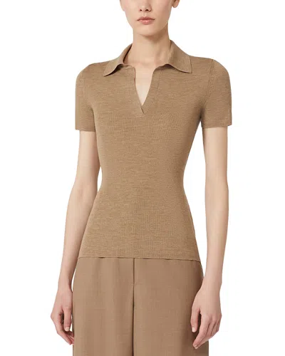 Max Mara Albero Wool Polo Sweater In Nude