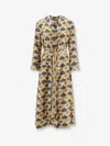 Max Mara Women Albert Multicolor Silk Dress In Brown