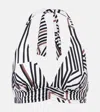 Max Mara Alberta Printed Halterneck Bikini Top In White